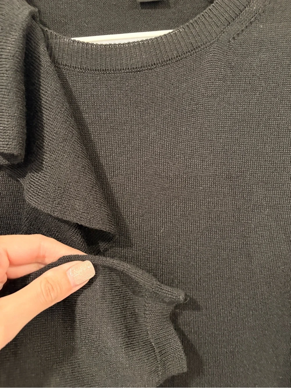 Seventy Sergio Tegon Black Ruffle Knit Midi Dress Made in Italy Size 44/US 8 - Picture 6 of 9